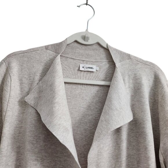 The Reset R Label Sweater Cardigan Medium Gray Open Front Longline Soft Long - Picture 3 of 11